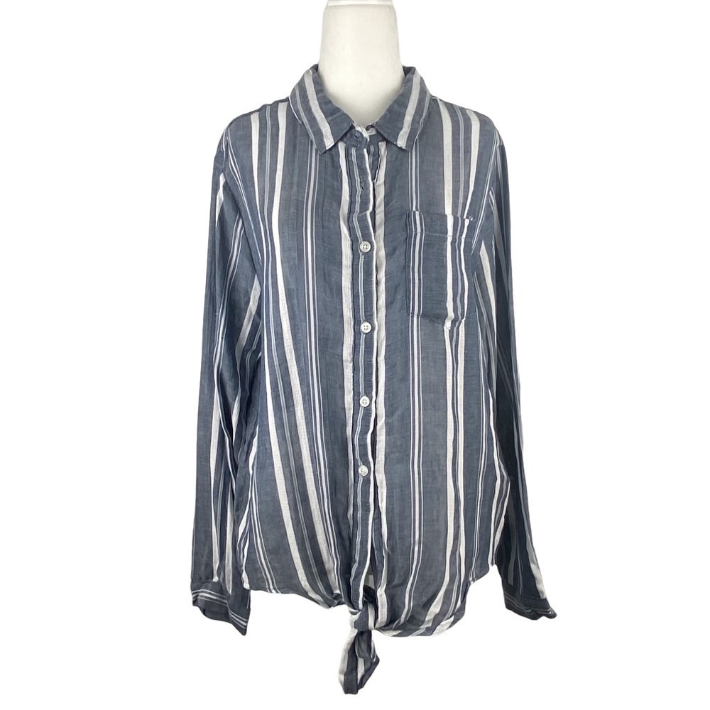 𝅺dylan CHAMBRAY & PINK, BUTTON DOWN TIE‎ FRONT, NEW WITH TAGS